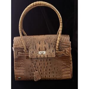 RARE Vintage BESSO Alligator Crocodile Handbag Brown Firkin